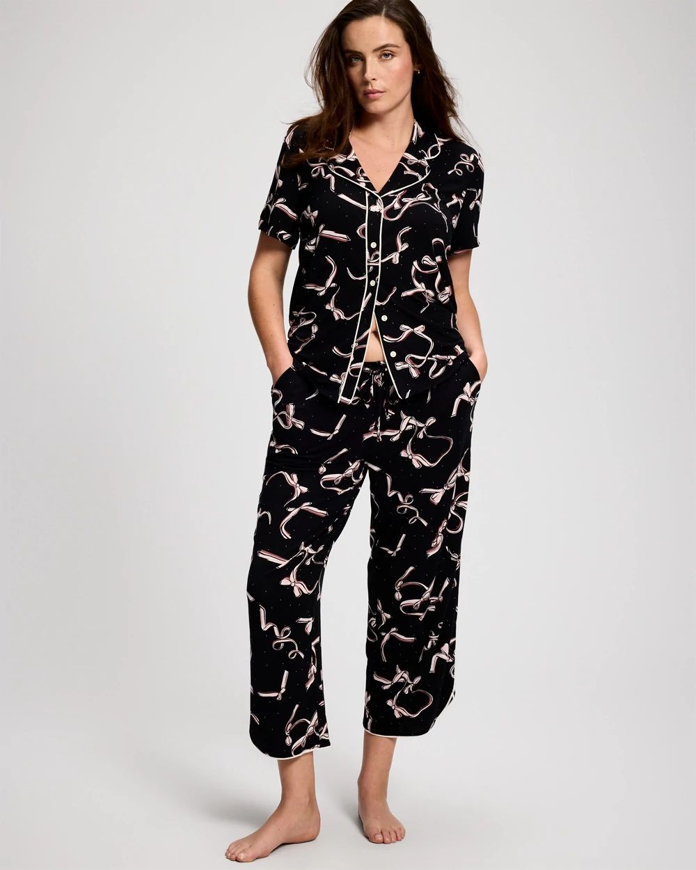Piped Crop Pajama Pants | Soma